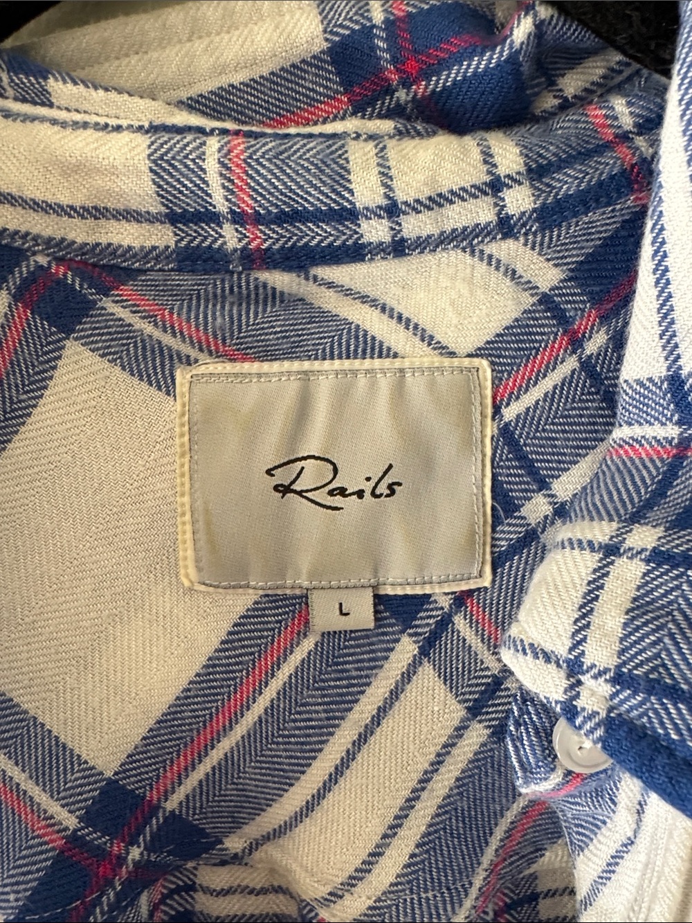 Rails Cream Plaid Shirt with Blue and Red Stripes - Picture 2 of 3